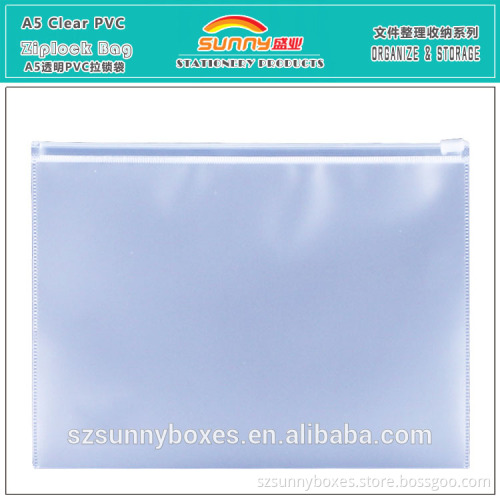 Wholesale Waterproof Transparent PVC A5 Ziplock Storage Bag